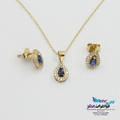 Gold half set - necklace and earrings - tear design-MS0617